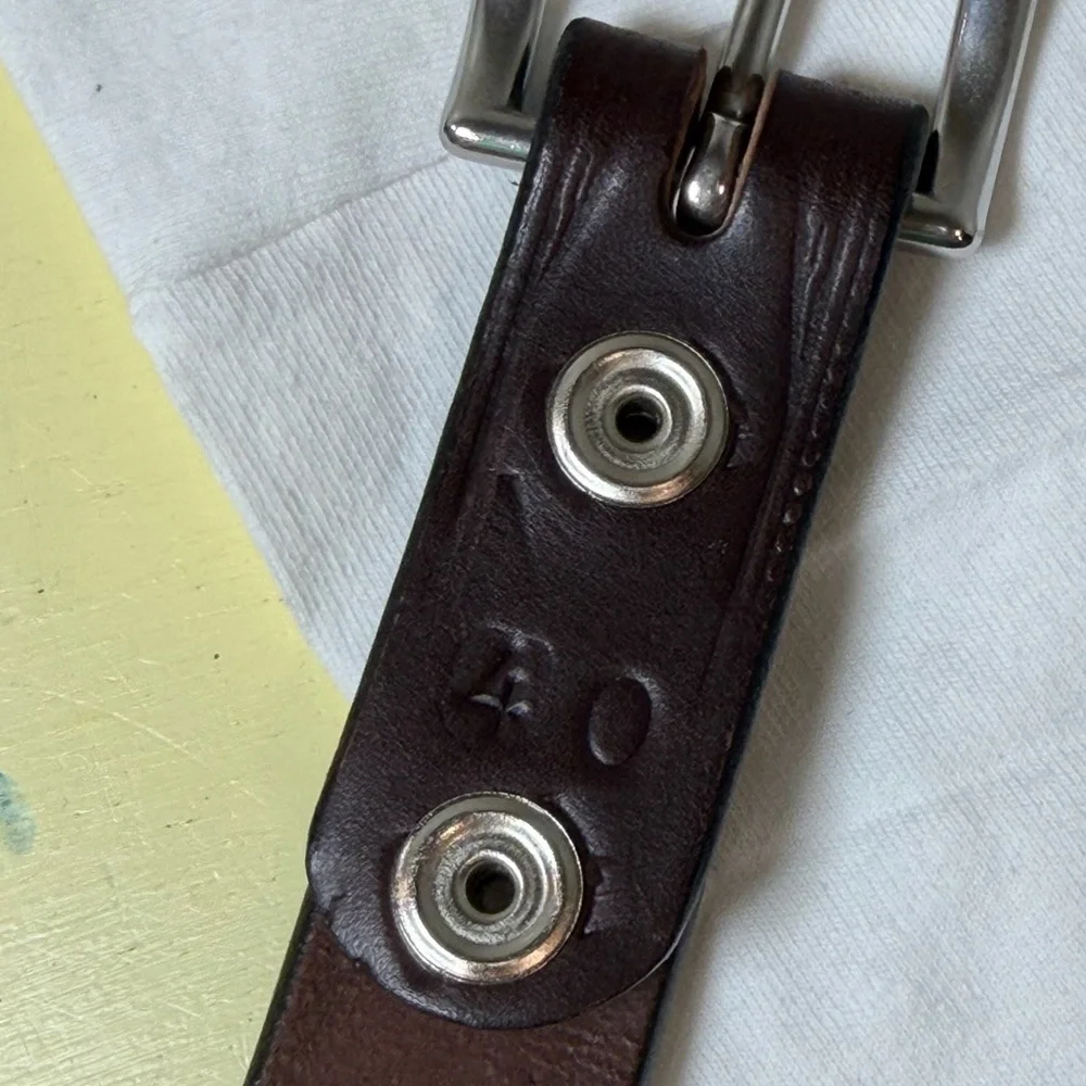 Like New Coblentz Made in USA Genuine Leather Size 40 Brown Belt Silver Buckle